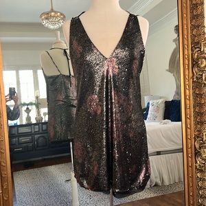 FREE PEOPLE INTIMACY MOODY FLORAL COMBO SEQUENCE MINI DRESS SIZE MEDIUM! GUC